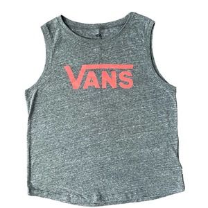 Vans Grey Muscle Tee Coral Pink Logo